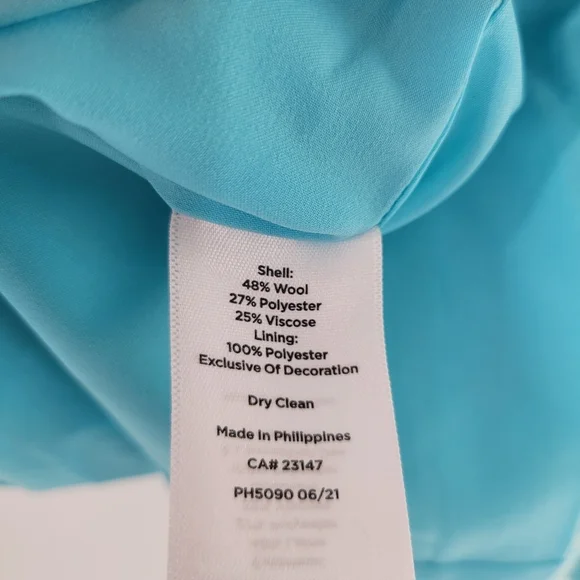 Turquoise Bicolor Herringbone Classic Shetland Blazer Size 6 New - Picture 7 of 7